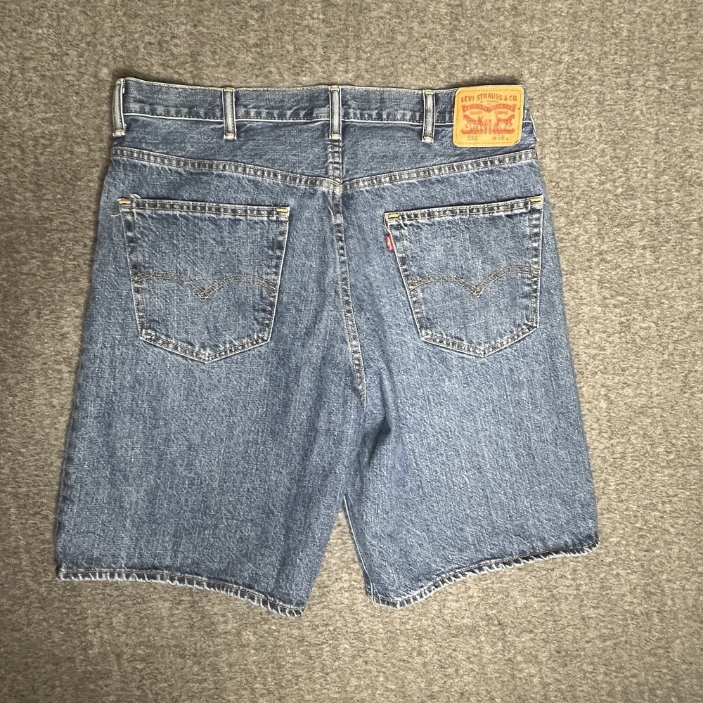 Levis 550 Jean Shorts Mens 38 Jorts Blue Denim Y2K Dad Skater Relax Fit Casual - Picture 12 of 14